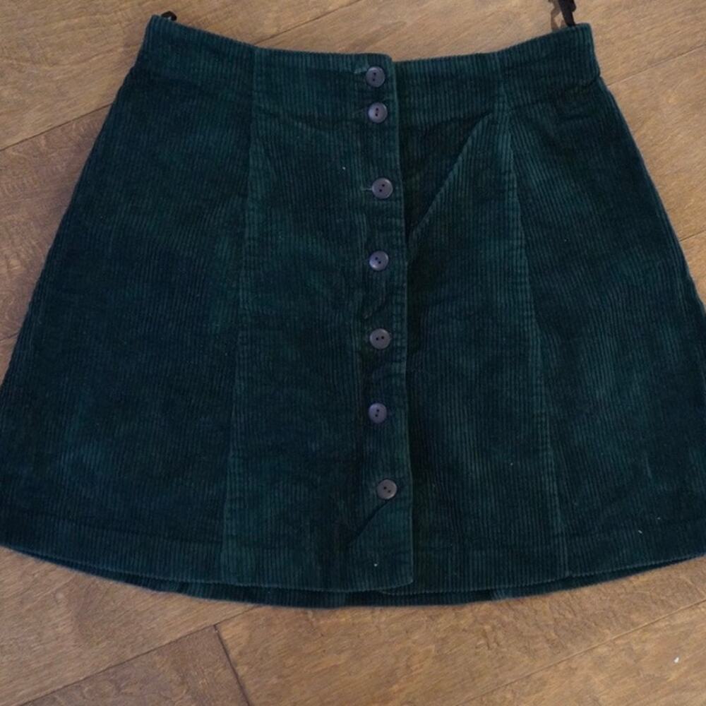 Vtg 90's Rampage A Line Button Down Corduroy Skirt Dark Green Womens Size 25